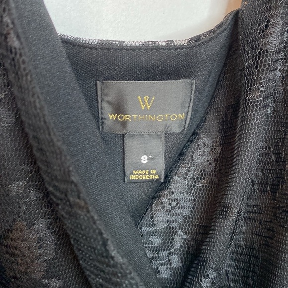 Worthington | Black Gold Lace Ombré Pleated Cocktail Dress - Size 8 - Picture 2 of 6